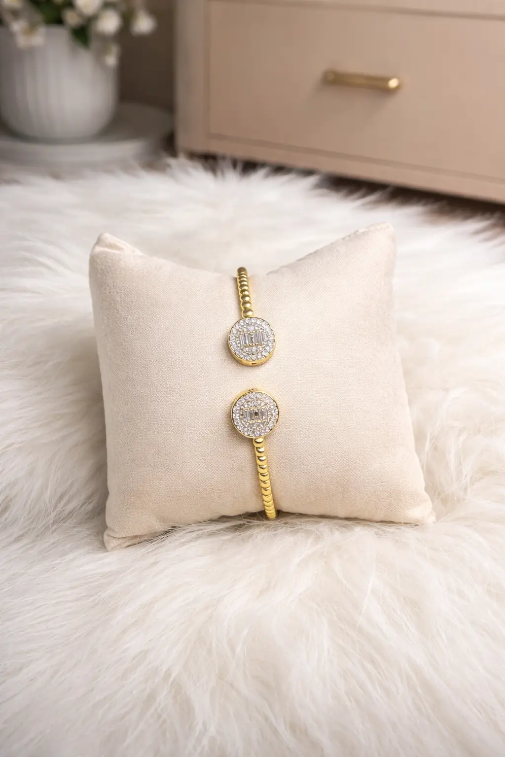 circle double charm bracelet