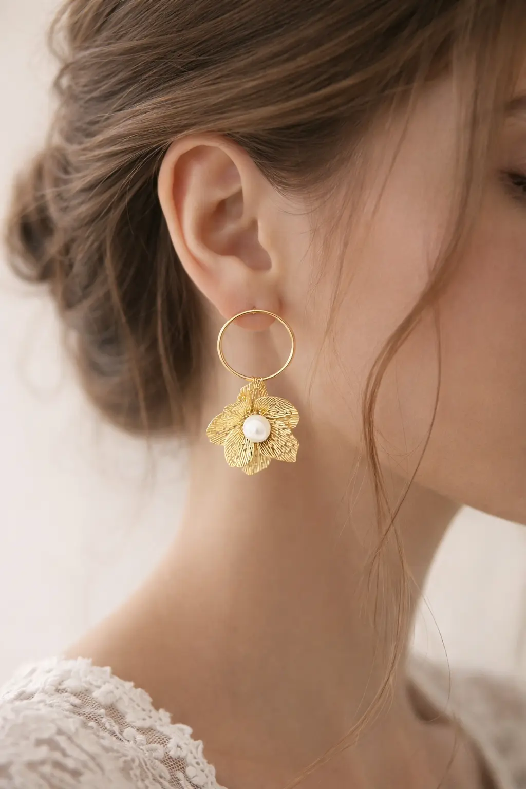 Floral-motif drop earrings