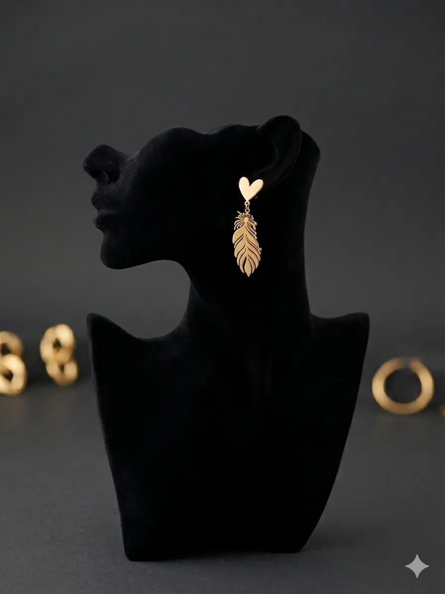 Heart and Feather Earrings
